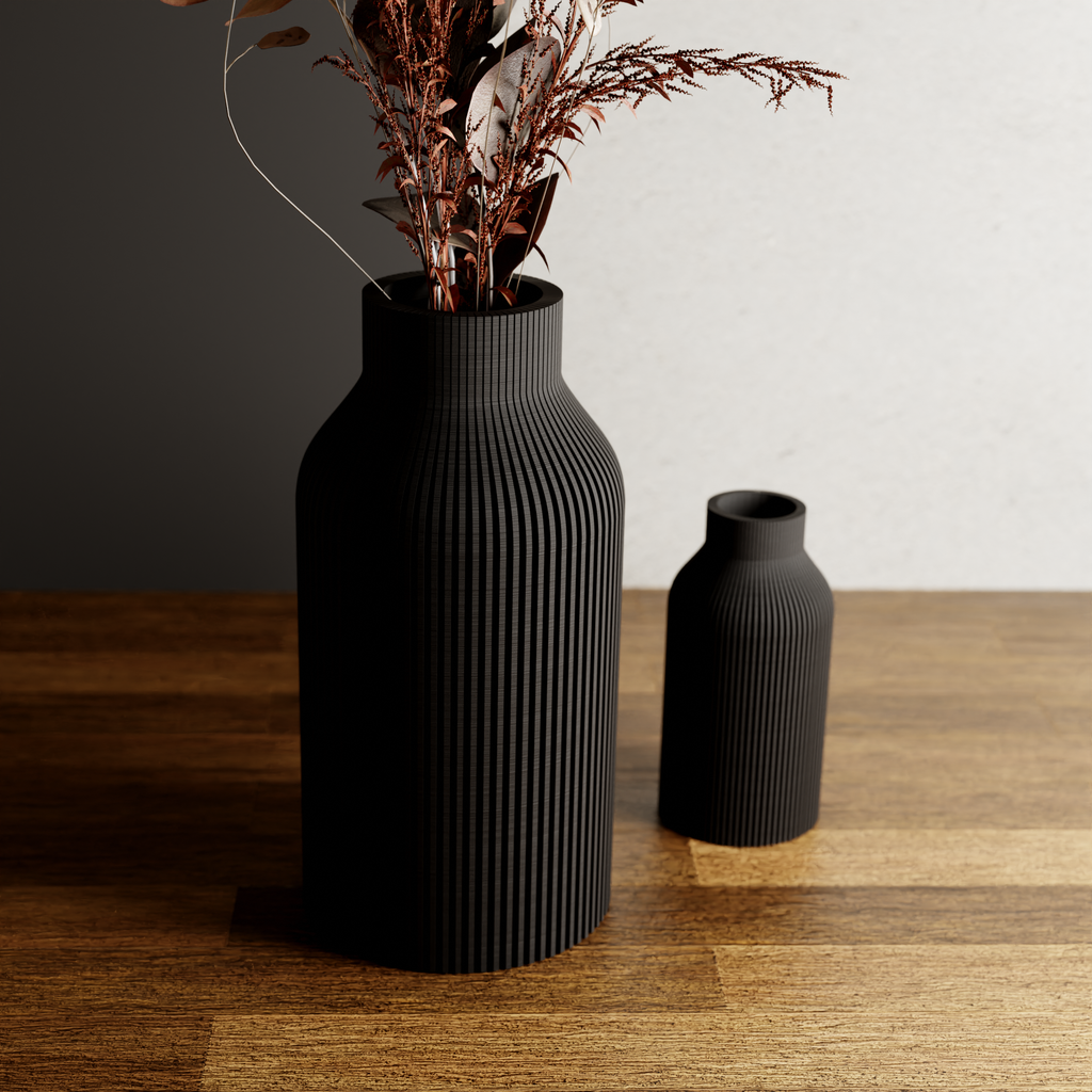BOTTLE-vaas | Moderne keramiek: Gedempt wit / 3-delige set / Met inzetstuk