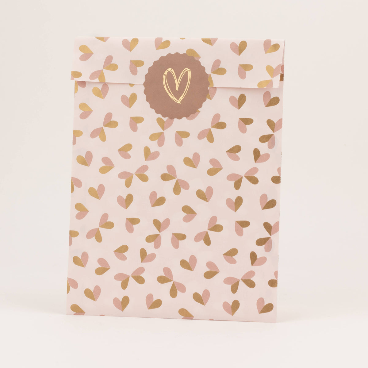 Papieren zakken Butterfly Hearts, Beige: Middelgroot (12x21cm)