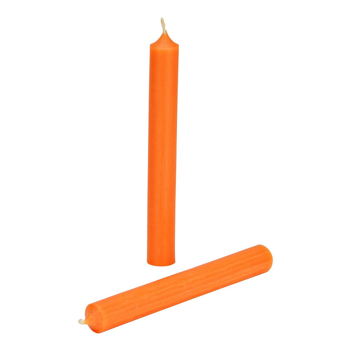 Stompkaars Mandarijn Oranje doorgekleurd uit was Ø 2x18cm (Brandduur ca. 8 uur)