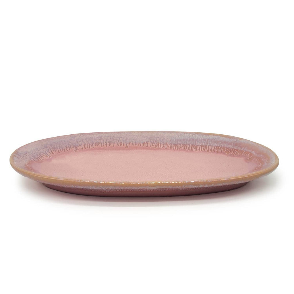 Steengoed Bord klein ovaal, 22,5 x 10,8 cm, roze