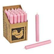 Stompkaars pasteloudroze doorgekleurd Ø 2x18 cm brandduur ca. 8 uur.