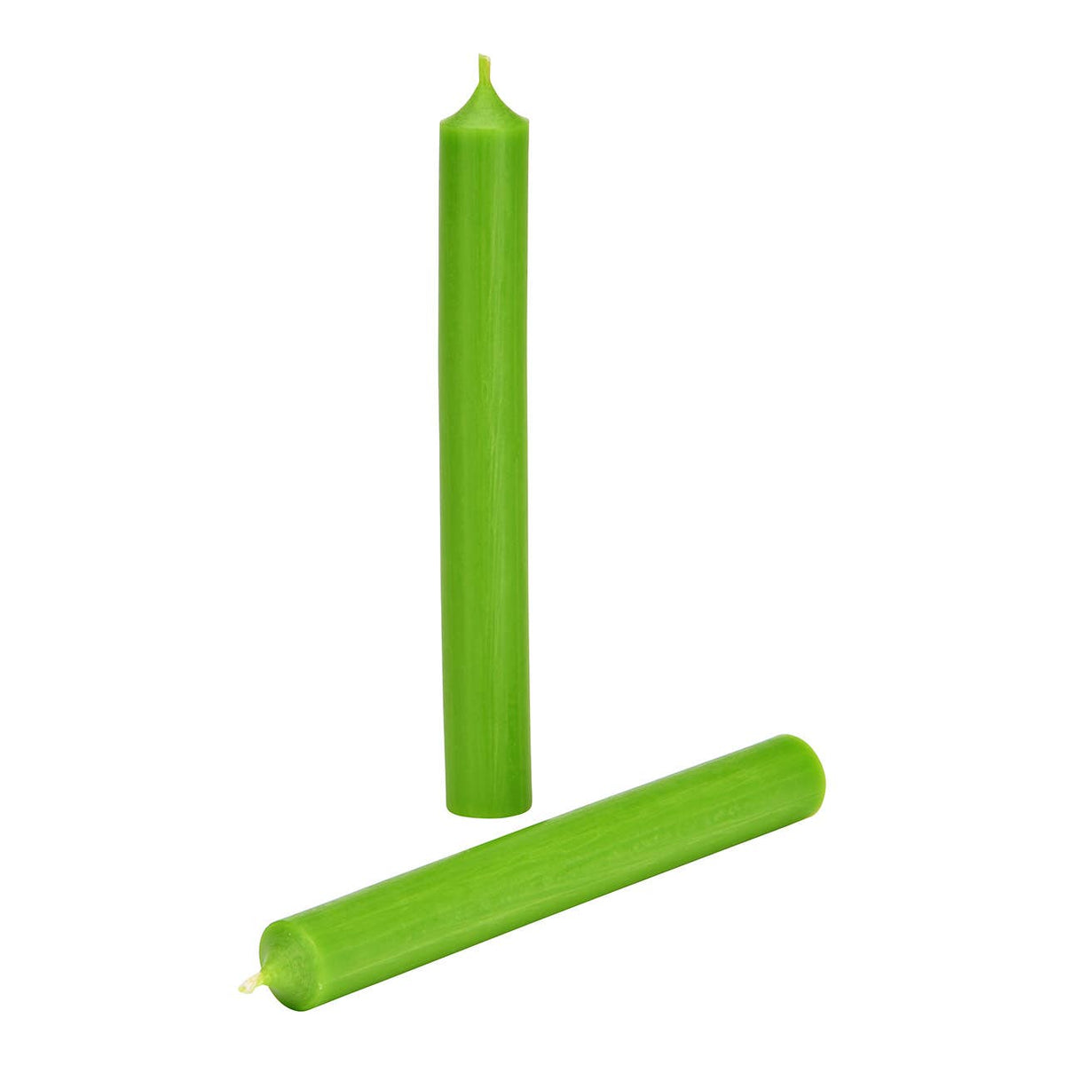 Stompkaars Groen door en door gekleurd van was Ø 2x18cm (Brandduur ca. 8 uur)