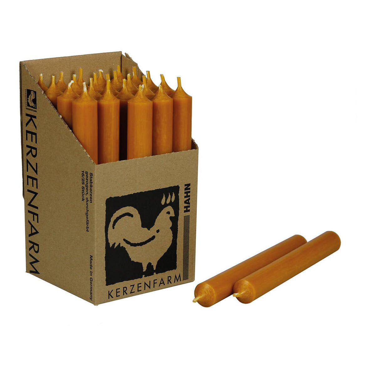Stompkaars natuur doorgekleurd Ø 2x18 cm brandduur ca. 8 uur.