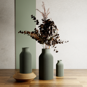 BOTTLE-vaas | Moderne keramiek: Natuurlijk hout / 3-delige set / Met inzetstuk