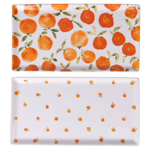 Fruit Life rechthoekig bord 2 assorti 31,5 x 16,5 cm oranje