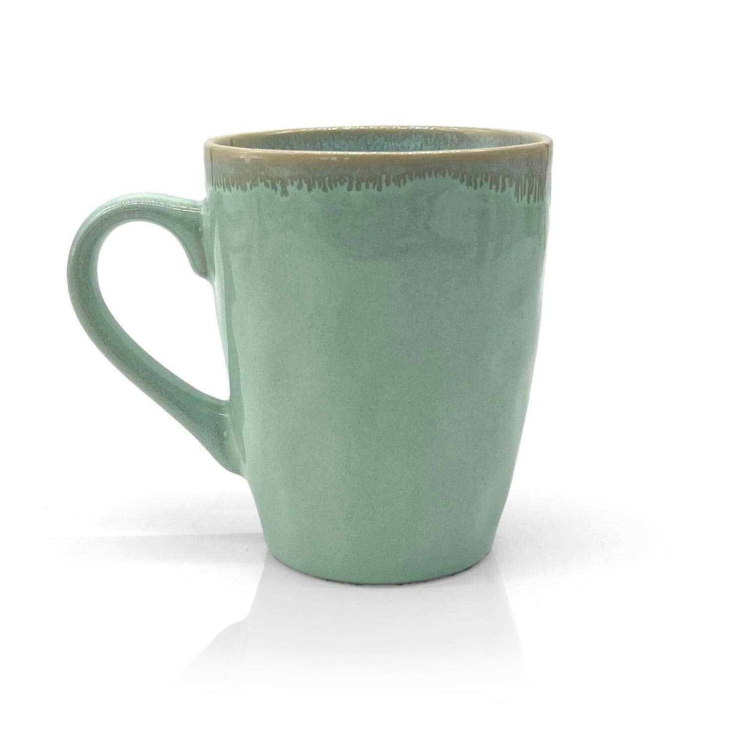 Steengoed mok met handvat en hartmotief, turquoise