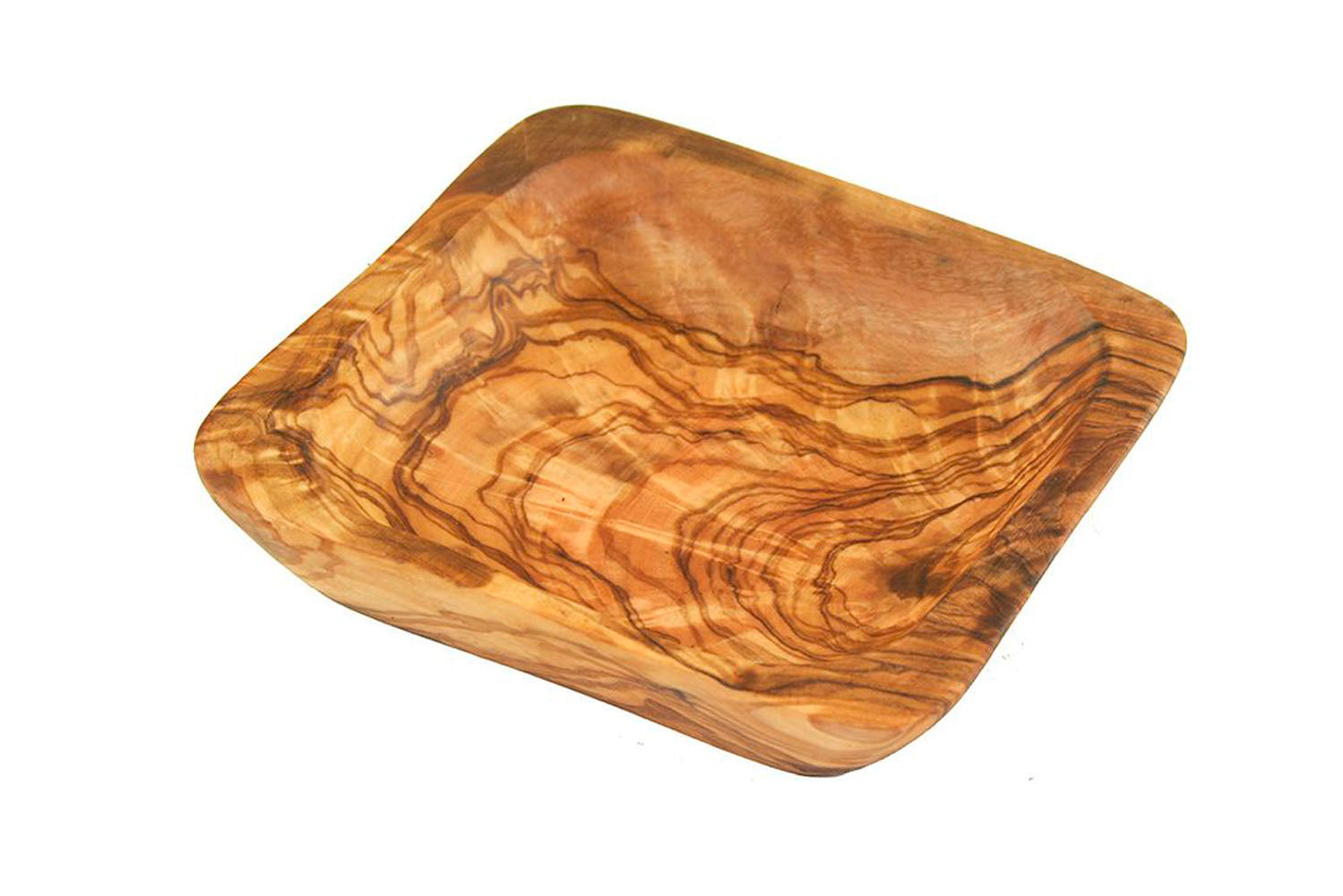 Knabbelschaal van olijfhout (ong. 13x13 cm)