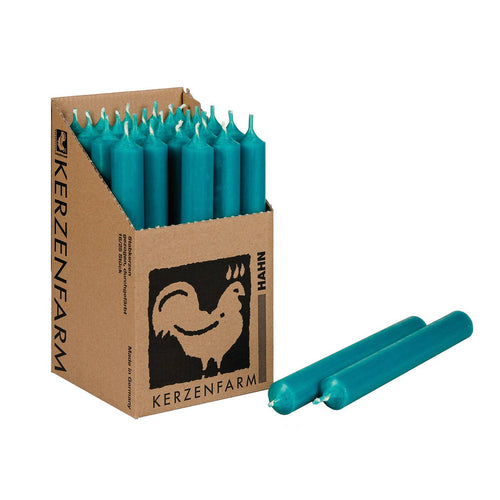 Stompkaars turquoise doorgekleurd Ø 2x18 cm brandduur ca. 8 uur.