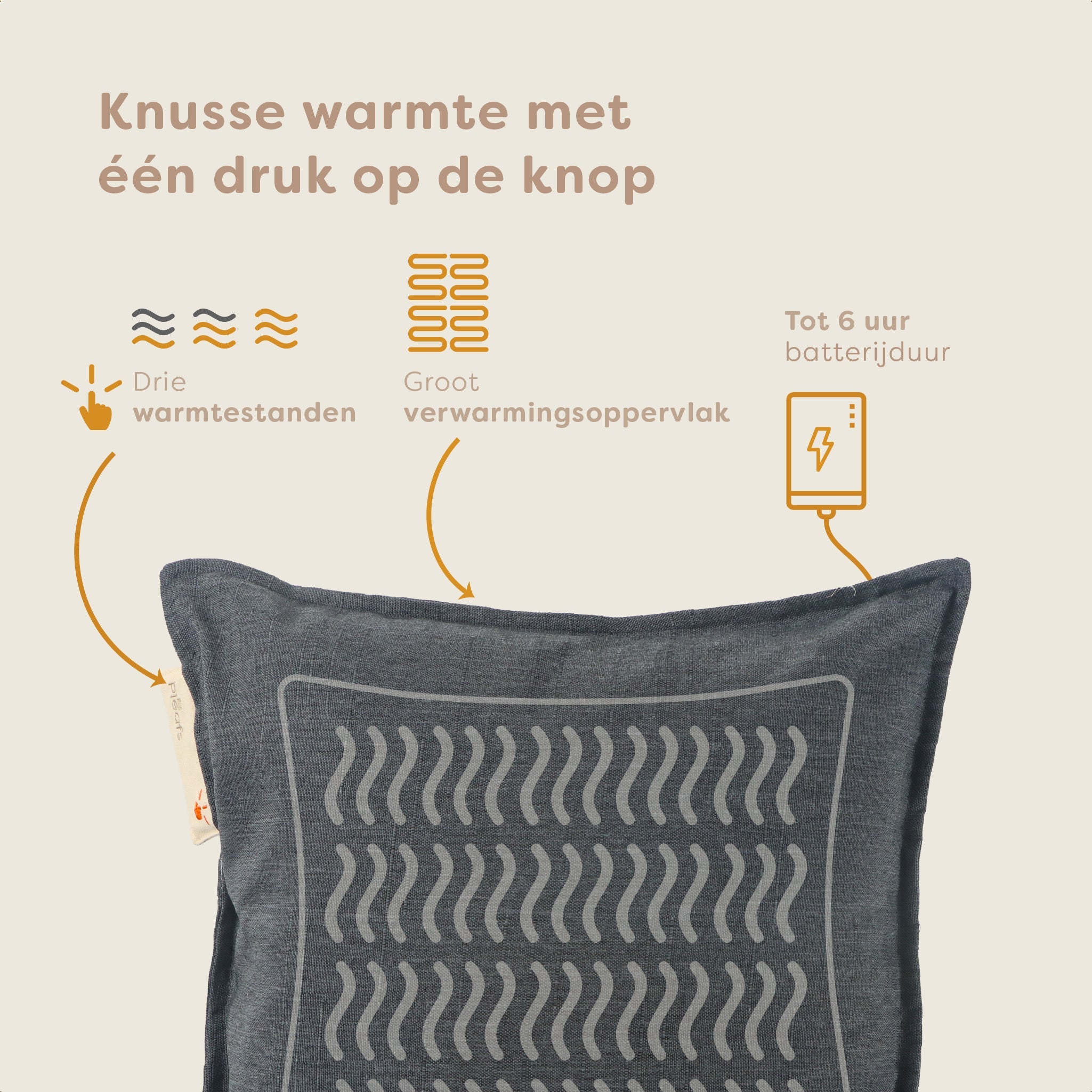 Pleafs warmte kussen 45x45 cm Carbon