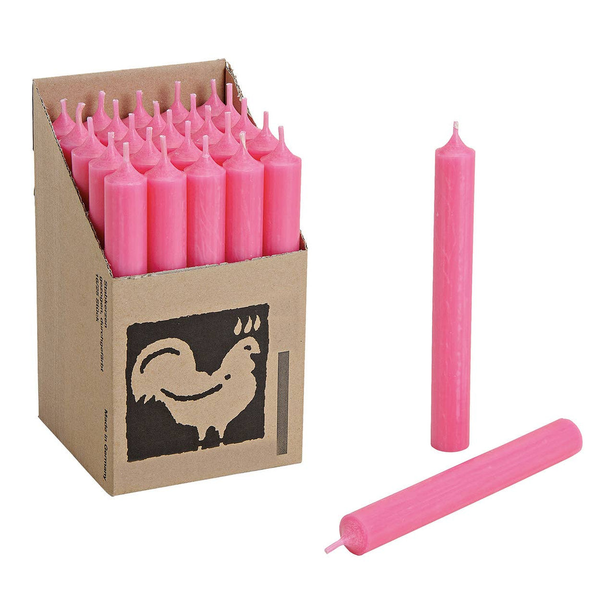 Door-en-door gekleurde dinerkaars roze Ø 2x18 cm brandduur ca. 8 uur.
