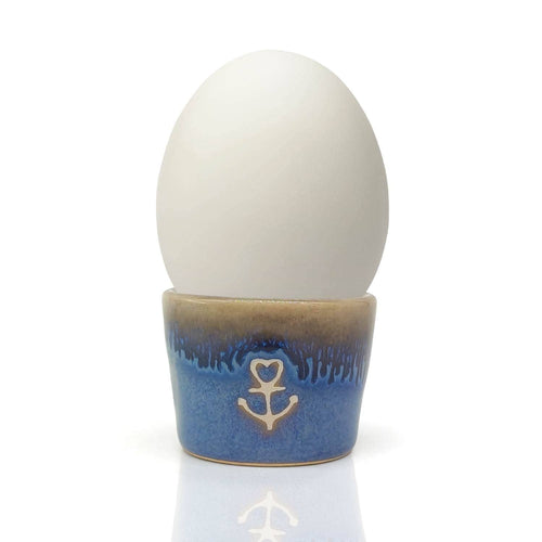 Steengoed eierdop "Anker" blauw