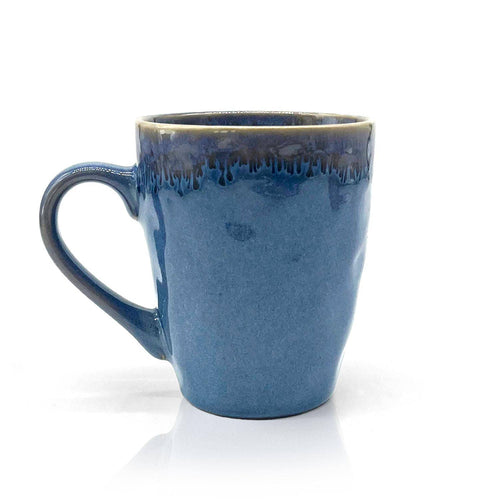 Steengoedbeker met handvat blauw