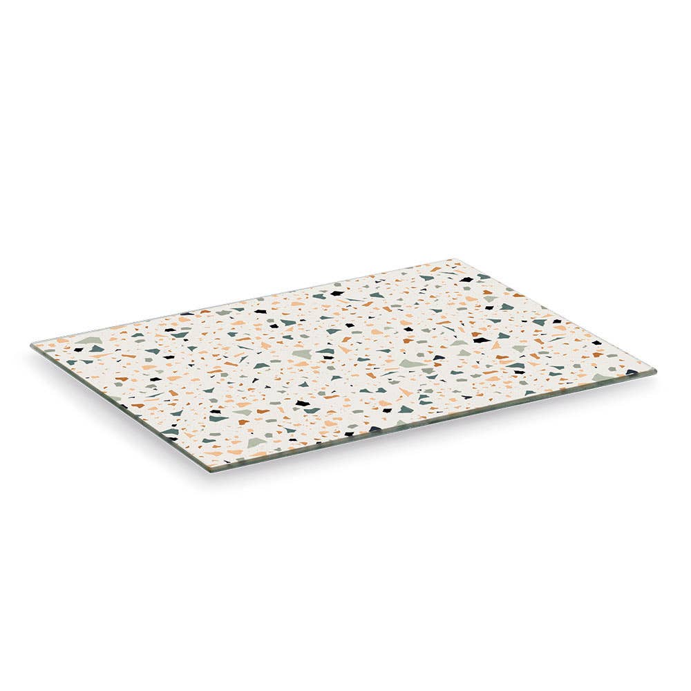 Glazen snijplank « Terrazzo »: Kleurrijk / Ca. 30 x 20 cm