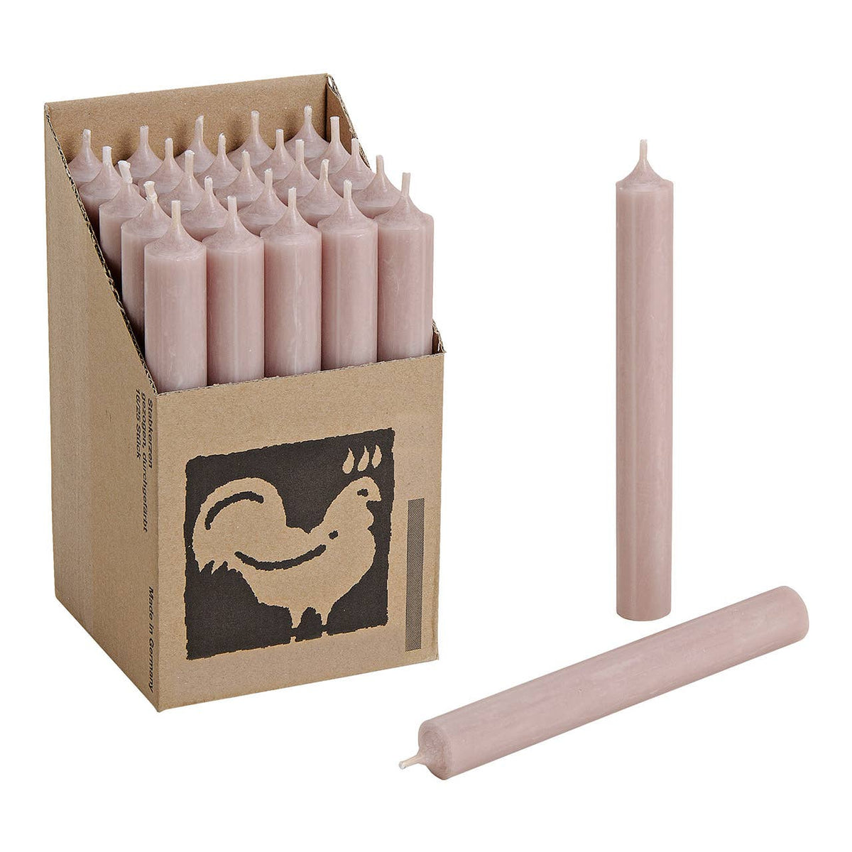 Stompkaars taupe doorgekleurd Ø 2x18 cm brandduur ca. 8 uur.
